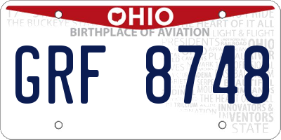 OH license plate GRF8748