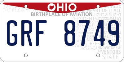 OH license plate GRF8749