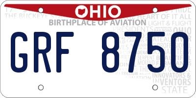OH license plate GRF8750