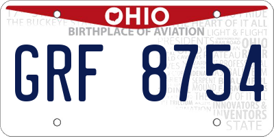 OH license plate GRF8754