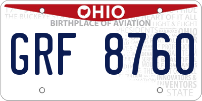 OH license plate GRF8760