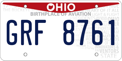 OH license plate GRF8761