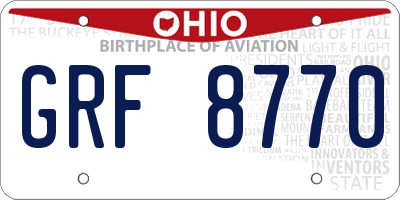 OH license plate GRF8770