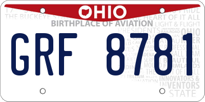 OH license plate GRF8781