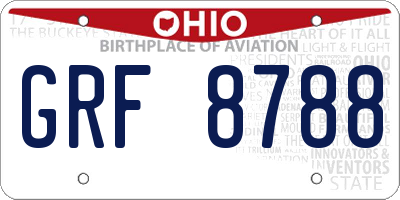 OH license plate GRF8788