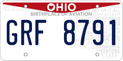OH license plate GRF8791