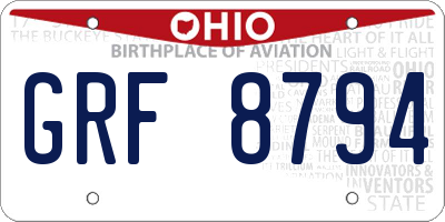 OH license plate GRF8794
