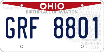OH license plate GRF8801