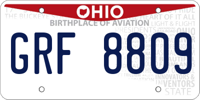 OH license plate GRF8809