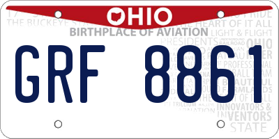 OH license plate GRF8861