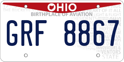OH license plate GRF8867