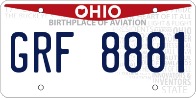 OH license plate GRF8881