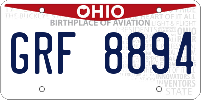OH license plate GRF8894