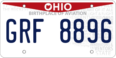 OH license plate GRF8896