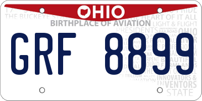 OH license plate GRF8899