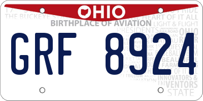 OH license plate GRF8924