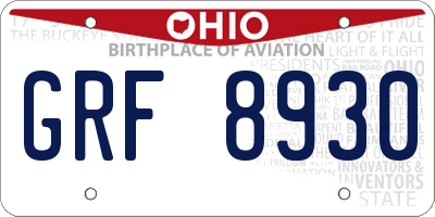 OH license plate GRF8930