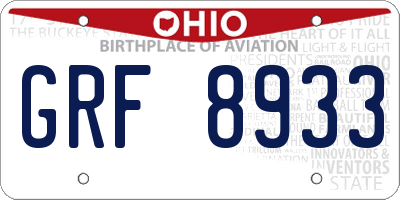OH license plate GRF8933