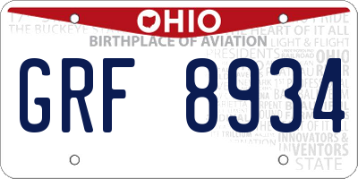 OH license plate GRF8934