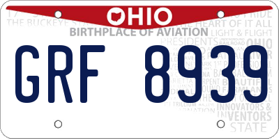 OH license plate GRF8939