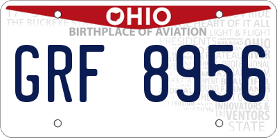 OH license plate GRF8956