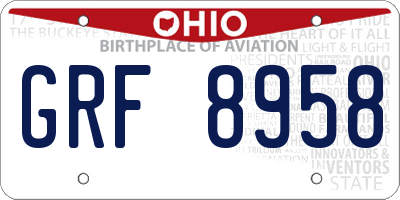 OH license plate GRF8958