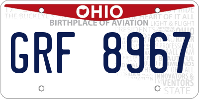 OH license plate GRF8967