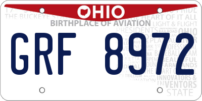 OH license plate GRF8972