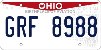 OH license plate GRF8988