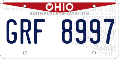 OH license plate GRF8997
