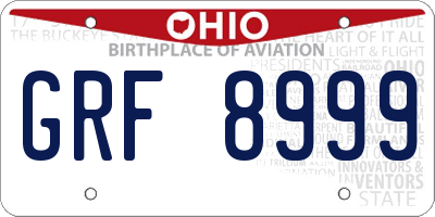 OH license plate GRF8999