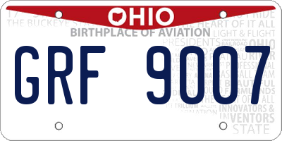 OH license plate GRF9007