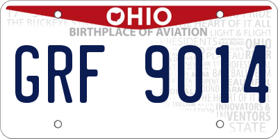 OH license plate GRF9014