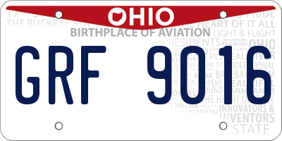 OH license plate GRF9016
