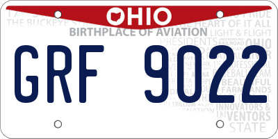 OH license plate GRF9022