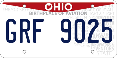 OH license plate GRF9025
