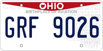 OH license plate GRF9026