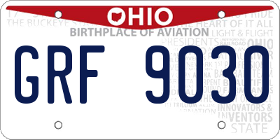 OH license plate GRF9030