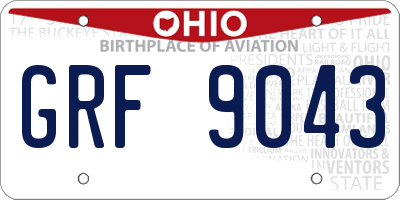 OH license plate GRF9043
