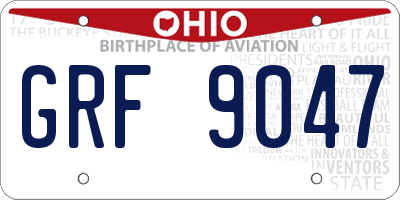 OH license plate GRF9047
