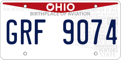 OH license plate GRF9074