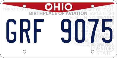 OH license plate GRF9075