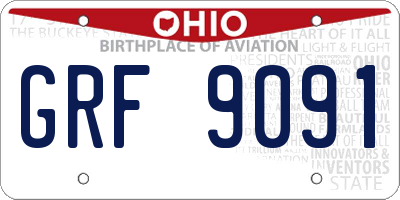 OH license plate GRF9091