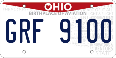 OH license plate GRF9100