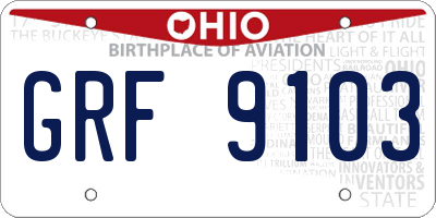OH license plate GRF9103