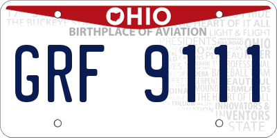 OH license plate GRF9111