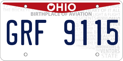 OH license plate GRF9115