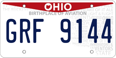 OH license plate GRF9144