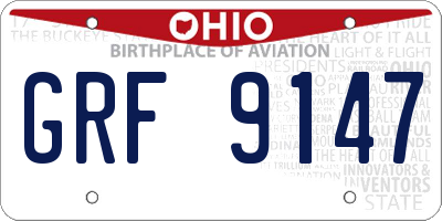 OH license plate GRF9147