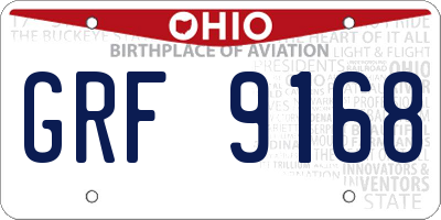 OH license plate GRF9168